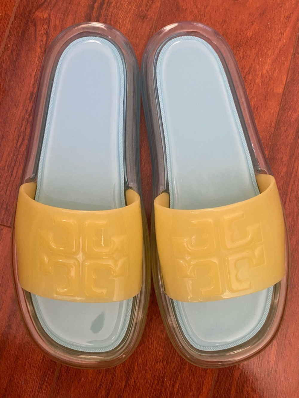 Tory Burch Island Blue Footbed with Firefly Yellow Jelly Bubble - Picture 2 of 5